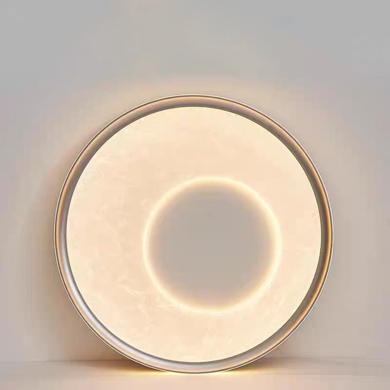Contemporary Nordic Round Print Acrylic Aluminum LED Flush Mount Ceiling Light For Bedroom