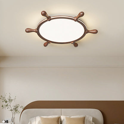 Modern Minimalist Round Square Steering Wheel Iron Aluminum Silicone Acrylic LED Flush Mount Ceiling Light For Bedroom