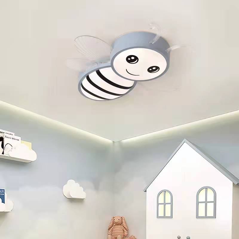 Contemporary Creative Kids Cartoon Bee Iron Acrylic LED Flush Mount Ceiling Light For Bedroom