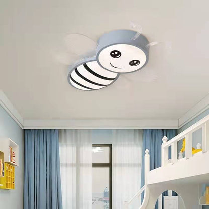 Contemporary Creative Kids Cartoon Bee Iron Acrylic LED Flush Mount Ceiling Light For Bedroom