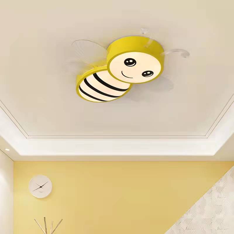 Contemporary Creative Kids Cartoon Bee Iron Acrylic LED Flush Mount Ceiling Light For Bedroom