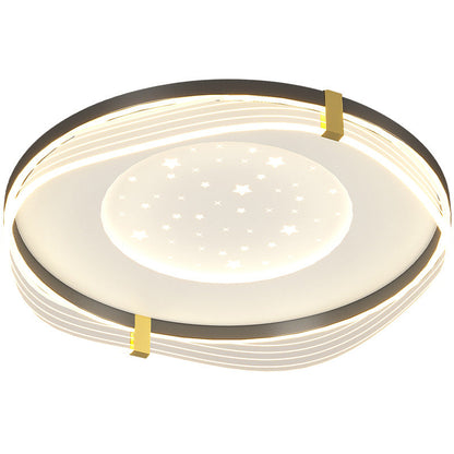 Contemporary Nordic Cream Round Square Rectangular Sky Pattern Iron Aluminum Acrylic LED Flush Mount Ceiling Light For Bedroom