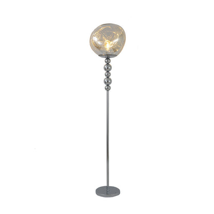 Modern Luxury Long Line Beaded Column Aluminum Acrylic 1-Light Standing Floor Lamp For Living Room