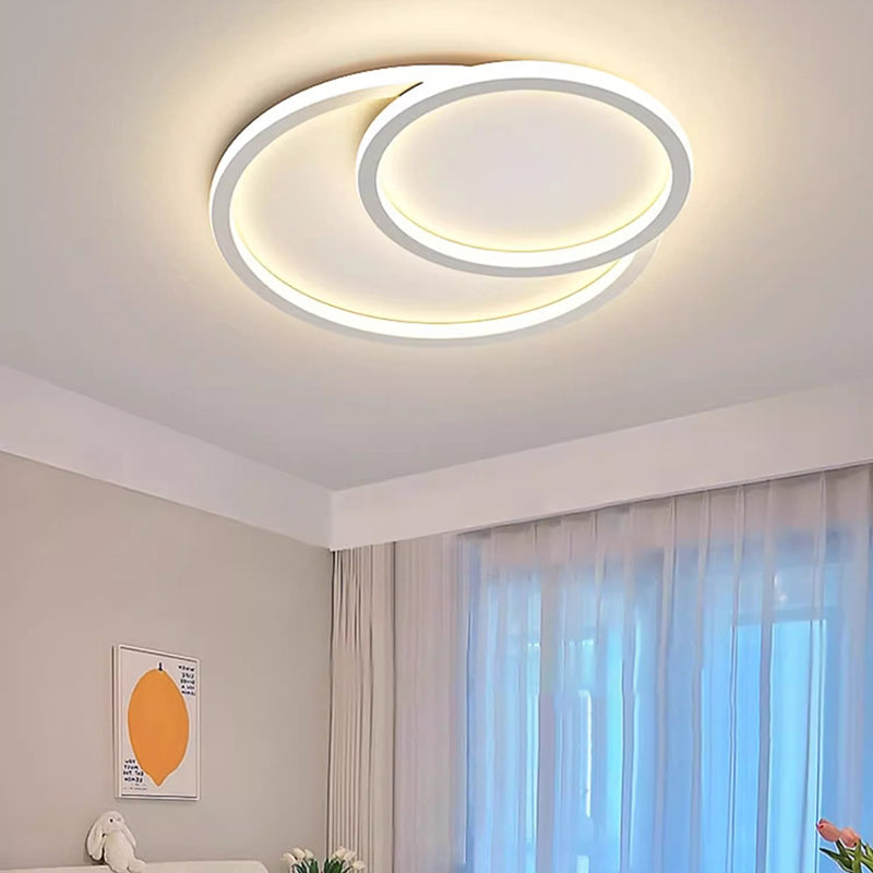 Modern Minimalist Crossing Round Oval Silicone PE LED Flush Mount Ceiling Light For Bedroom