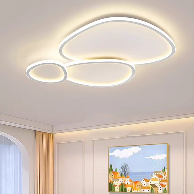 Modern Minimalist Crossing Round Oval Silicone PE LED Flush Mount Ceiling Light For Bedroom