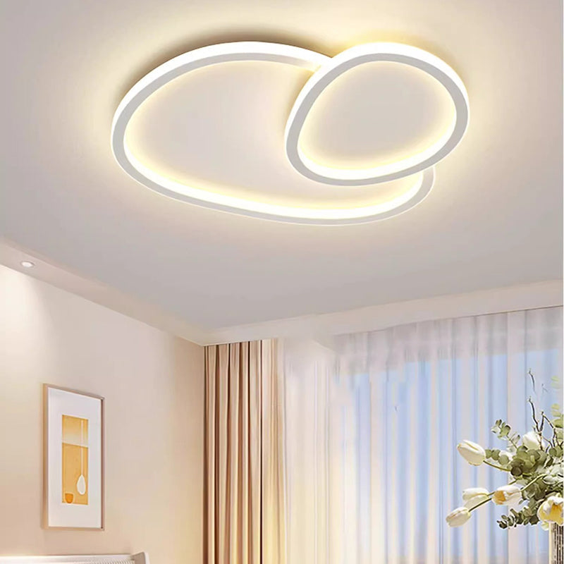 Modern Minimalist Crossing Round Oval Silicone PE LED Flush Mount Ceiling Light For Bedroom