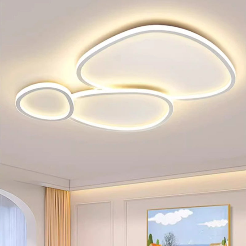 Modern Minimalist Crossing Round Oval Silicone PE LED Flush Mount Ceiling Light For Bedroom