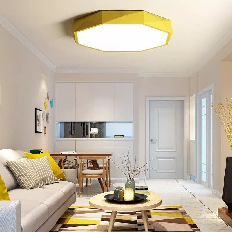 Modern Minimalist Geometric Round Shape Iron Acrylic LED Flush Mount Ceiling Light For Living Room