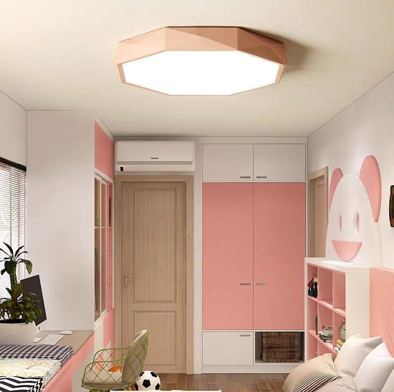 Modern Minimalist Geometric Round Shape Iron Acrylic LED Flush Mount Ceiling Light For Living Room