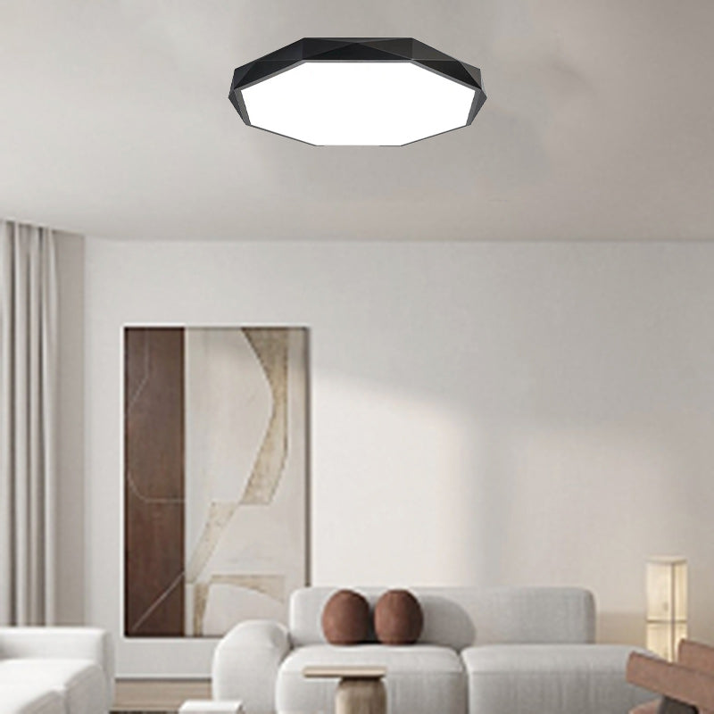 Modern Minimalist Geometric Round Shape Iron Acrylic LED Flush Mount Ceiling Light For Living Room
