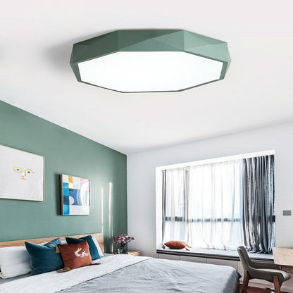 Modern Minimalist Geometric Round Shape Iron Acrylic LED Flush Mount Ceiling Light For Living Room