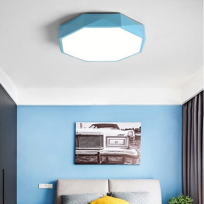Modern Minimalist Geometric Round Shape Iron Acrylic LED Flush Mount Ceiling Light For Living Room