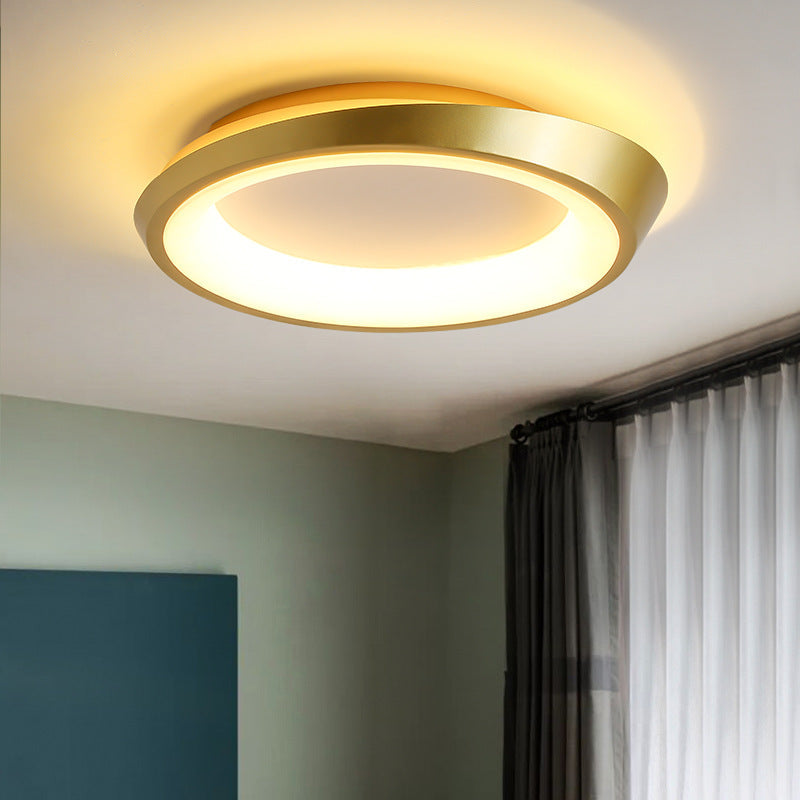モダンでシンプルな不規則な丸型アイアン金具アクリル製LEDセミフラッシュマウント天井照明（寝室用）