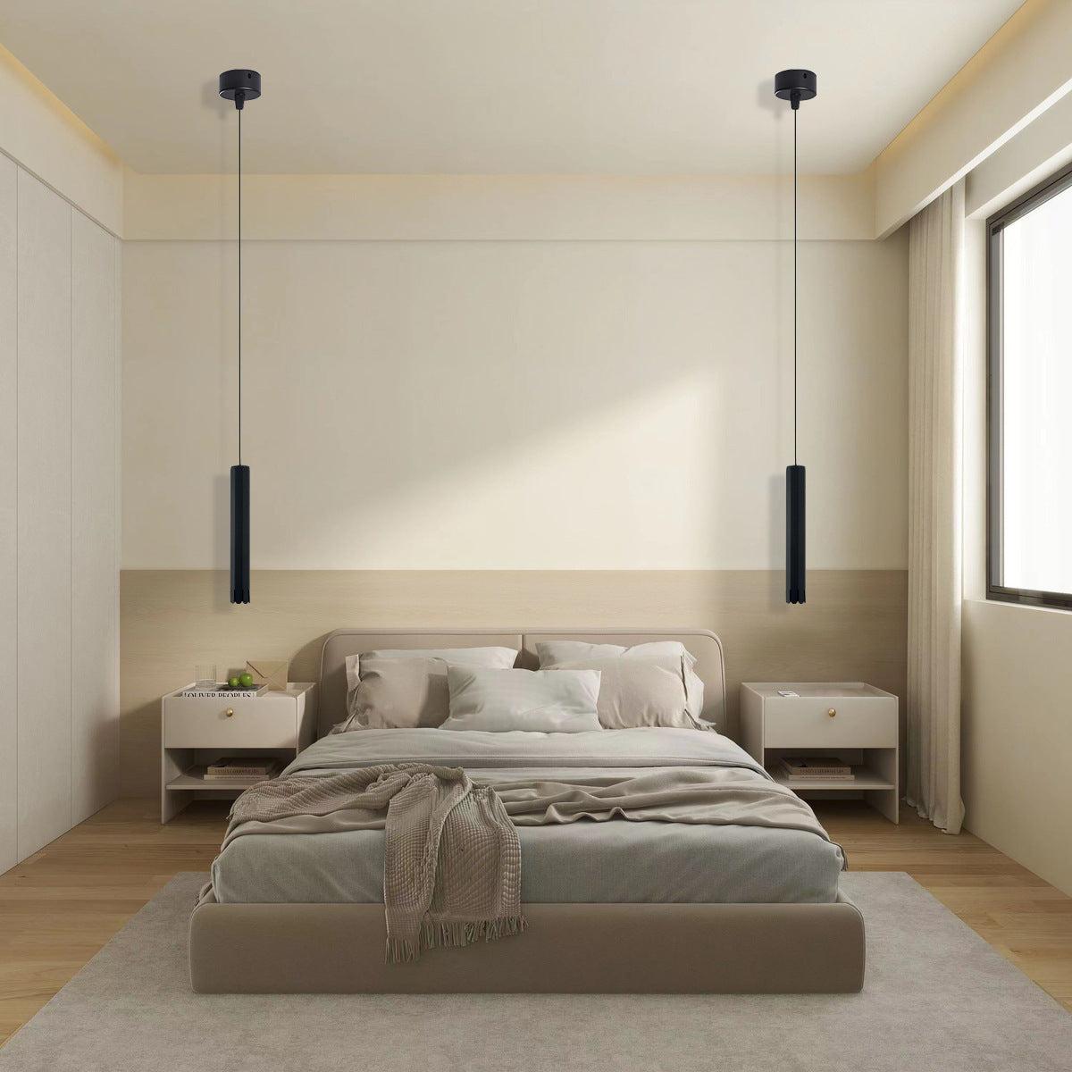 Modern Minimalist Liftable Petal Cylinder Aluminum Track LED Pendant Light For Dining Room