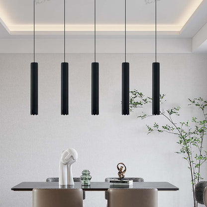 Modern Minimalist Liftable Petal Cylinder Aluminum Track LED Pendant Light For Dining Room