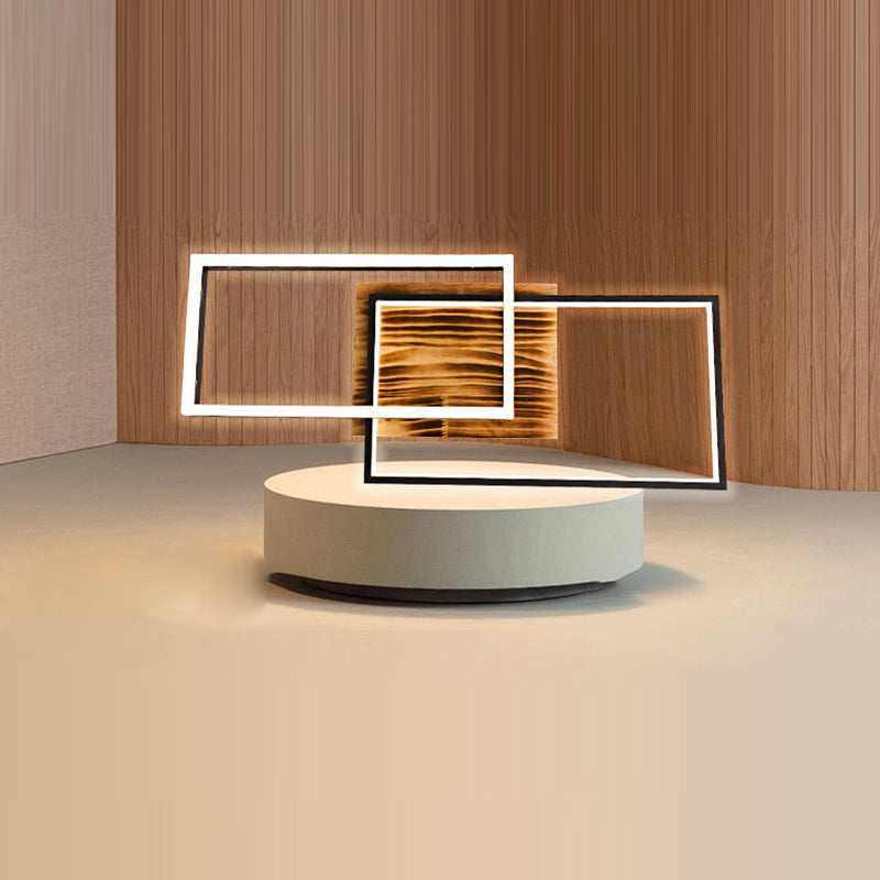 Contemporary Creative Combination Square Rectangular Wood Grain Aluminum Acrylic LED Semi-Flush Mount Ceiling Light For Living Room