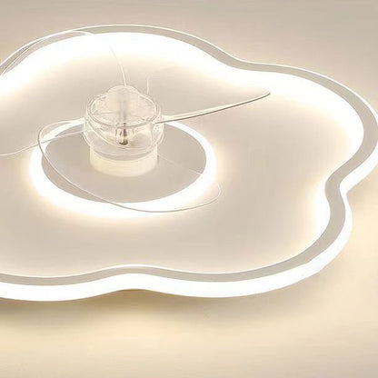 Modern Minimalist Flower Shape Iron Acrylic LED Flush Mount Ceiling Fan Light For Bedroom
