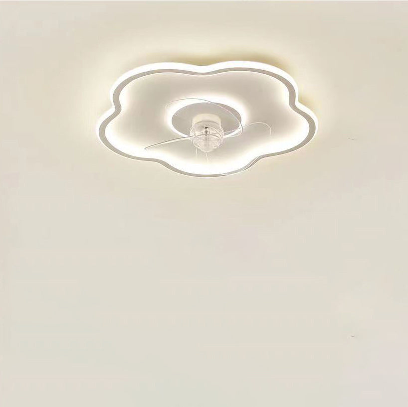 Modern Minimalist Flower Shape Iron Acrylic LED Flush Mount Ceiling Fan Light For Bedroom