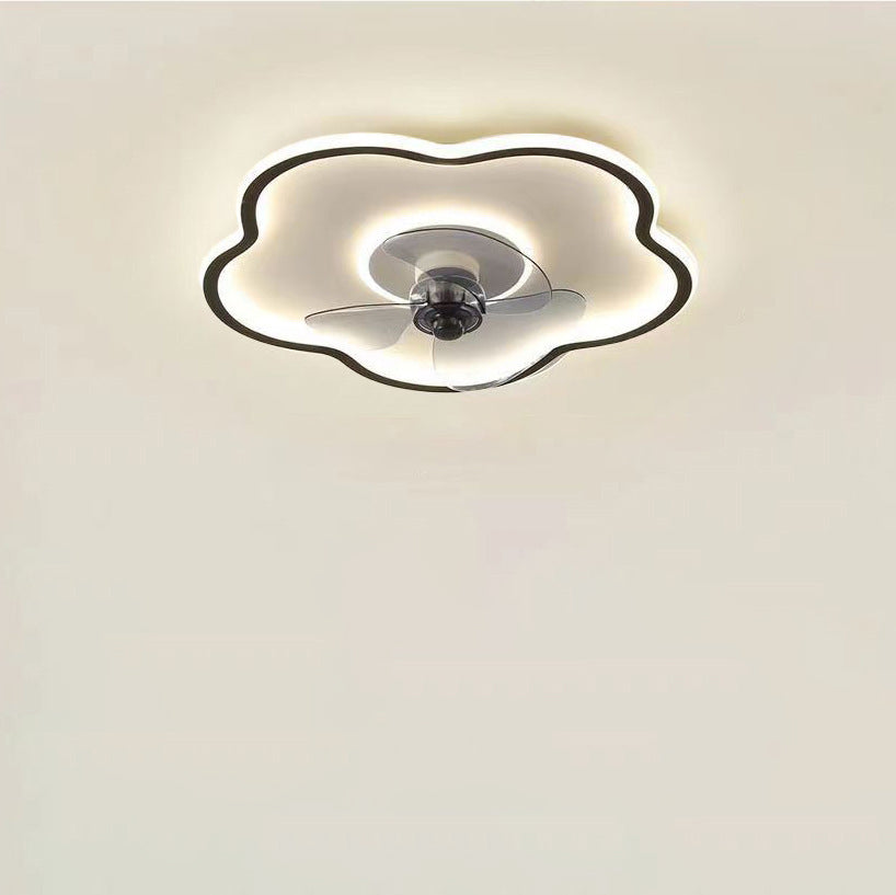 Modern Minimalist Flower Shape Iron Acrylic LED Flush Mount Ceiling Fan Light For Bedroom