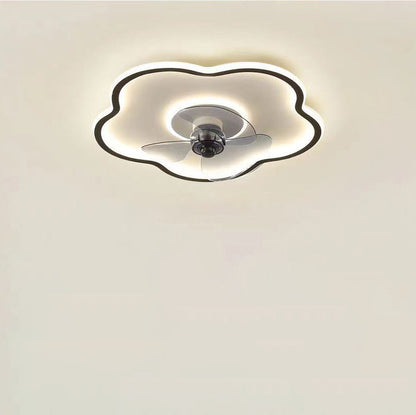 Modern Minimalist Flower Shape Iron Acrylic LED Flush Mount Ceiling Fan Light For Bedroom