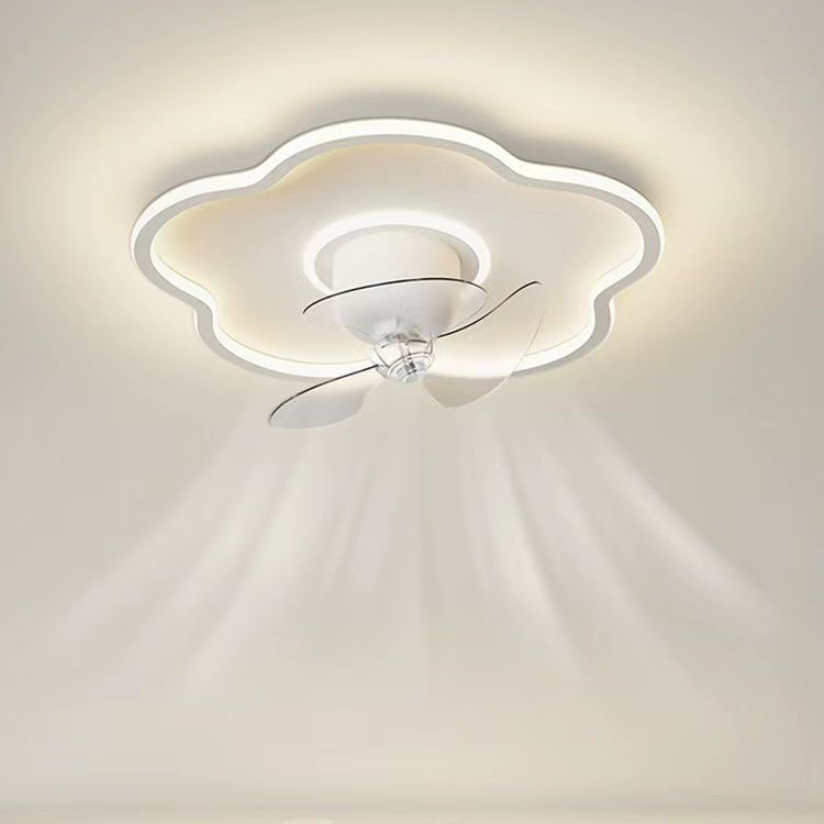 Modern Minimalist Flower Shape Iron Acrylic LED Flush Mount Ceiling Fan Light For Bedroom