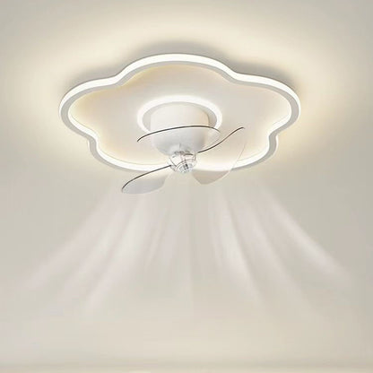 Modern Minimalist Flower Shape Iron Acrylic LED Flush Mount Ceiling Fan Light For Bedroom