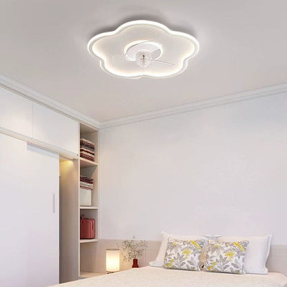 Modern Minimalist Flower Shape Iron Acrylic LED Flush Mount Ceiling Fan Light For Bedroom