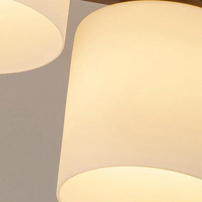 Traditional Chinese Branch Cylinder Round Glass Wood 5/8 Light Chandeliers For Living Room