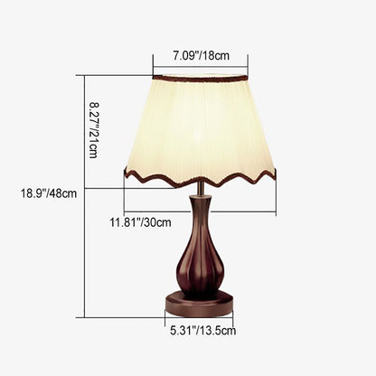 Traditional Vintage Drum Fabric Wood 1-Light Table Lamp For Living Room