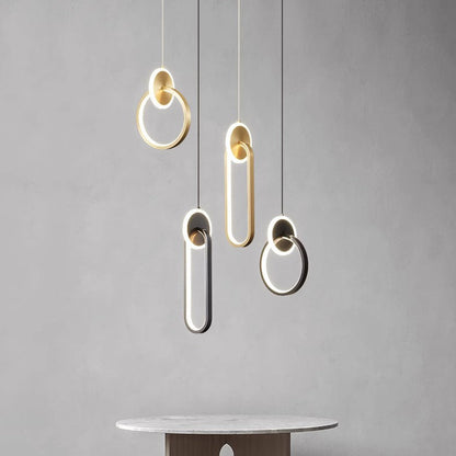 Modern Luxury Oval Round Iron Silicone Acrylic LED Pendant Light For Living Room