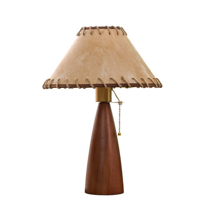 Traditional Vintage Mushroom Linen Imitation Sheepskin Wood 1-Light Table Lamp For Living Room