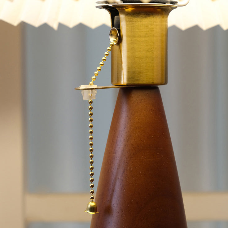 Traditional Vintage Mushroom Linen Imitation Sheepskin Wood 1-Light Table Lamp For Living Room