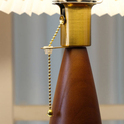 Traditional Vintage Mushroom Linen Imitation Sheepskin Wood 1-Light Table Lamp For Living Room