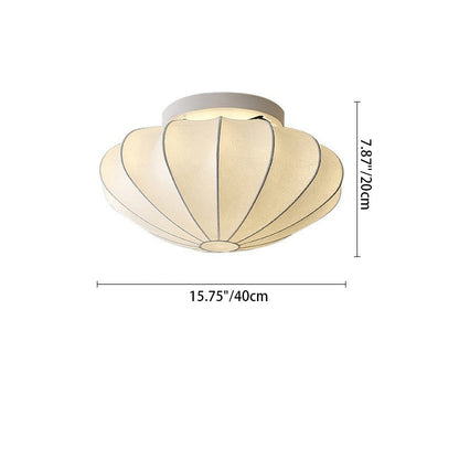 Traditional Japanese Dome Floral Artificial Silk Hardware 1/3-Light Semi-Flush Mount Ceiling Light For Living Room