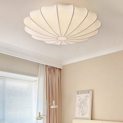 Traditional Japanese Dome Floral Artificial Silk Hardware 1/3-Light Semi-Flush Mount Ceiling Light For Living Room