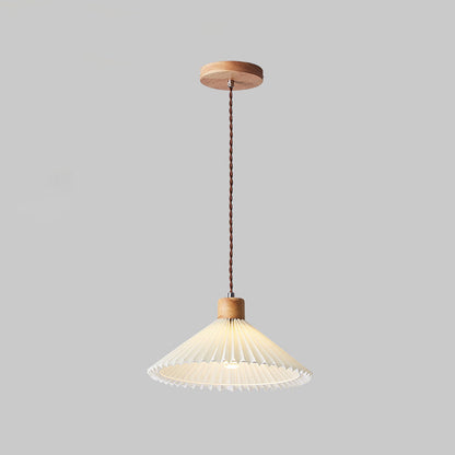 Contemporary Nordic Round Pleated Skirt Shape Fabric Iron 1-Light Pendant Light For Living Room