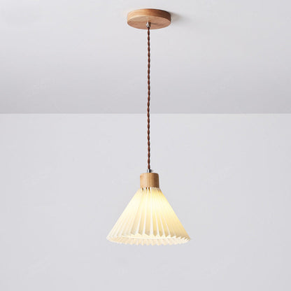 Contemporary Nordic Round Pleated Skirt Shape Fabric Iron 1-Light Pendant Light For Living Room