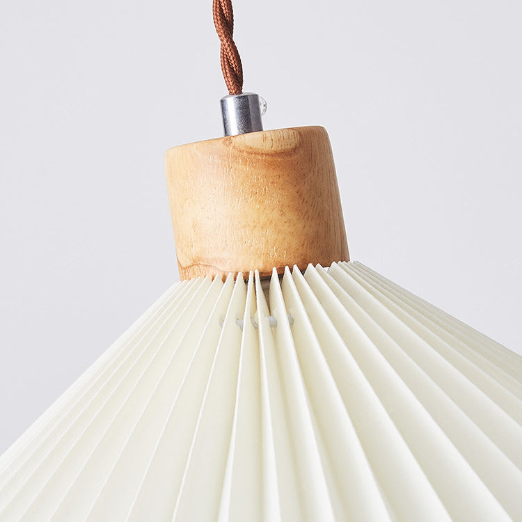 Contemporary Nordic Round Pleated Skirt Shape Fabric Iron 1-Light Pendant Light For Living Room