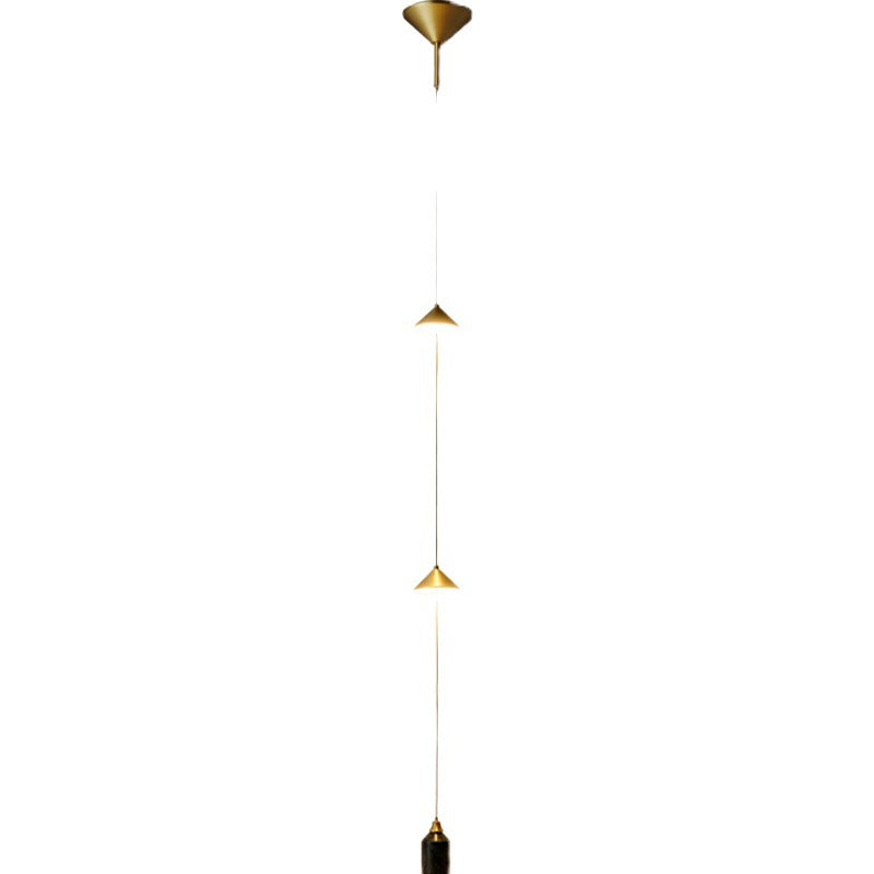 Modern Minimalist Electroplated Marble Strips Iron LED Chandelier For Living Room