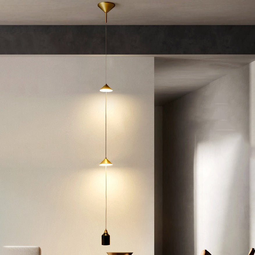 Modern Minimalist Electroplated Marble Strips Iron LED Chandelier For Living Room
