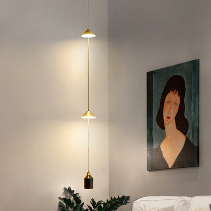 Modern Minimalist Electroplated Marble Strips Iron LED Chandelier For Living Room