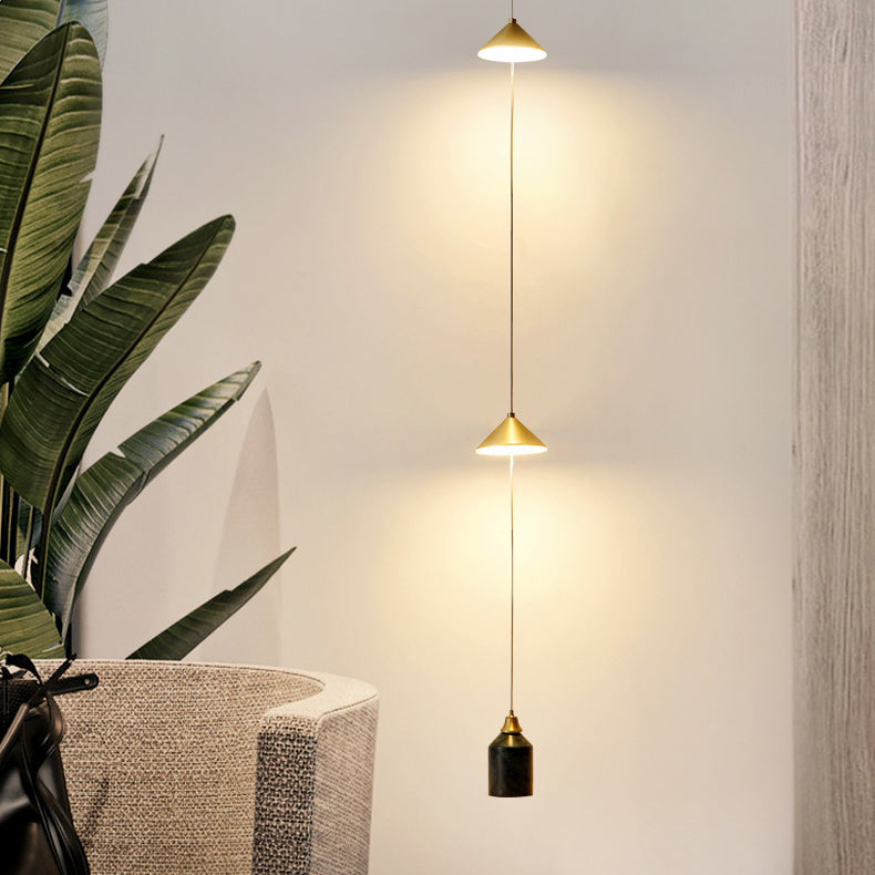 Modern Minimalist Electroplated Marble Strips Iron LED Chandelier For Living Room