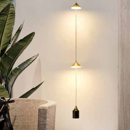 Modern Minimalist Electroplated Marble Strips Iron LED Chandelier For Living Room