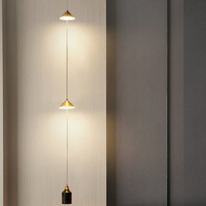 Modern Minimalist Electroplated Marble Strips Iron LED Chandelier For Living Room