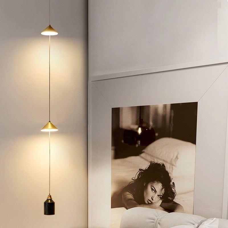Modern Minimalist Electroplated Marble Strips Iron LED Chandelier For Living Room