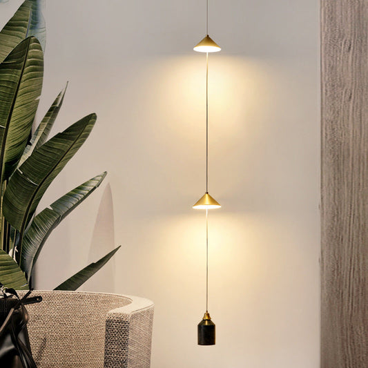 Modern Minimalist Electroplated Marble Strips Iron LED Chandelier For Living Room
