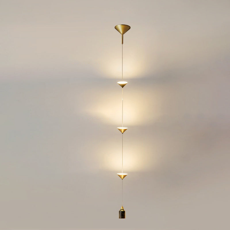 Modern Minimalist Electroplated Marble Strips Iron LED Chandelier For Living Room