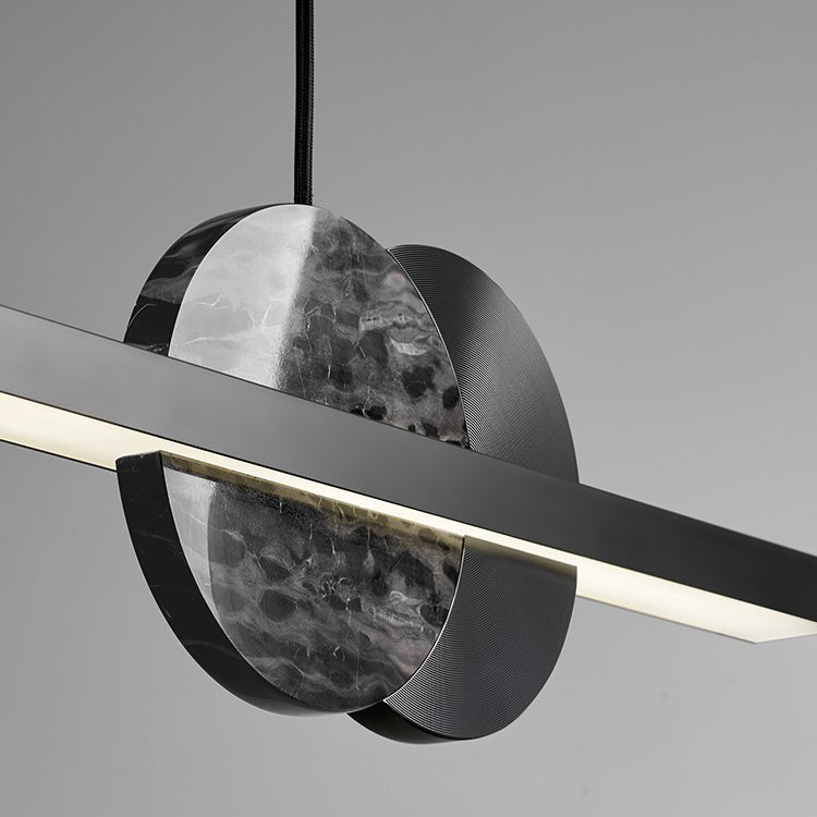 ثريا جزيرة LED مصنوعة من النحاس والرخام والأكريليك بتصميم عصري بسيط لغرفة الطعام