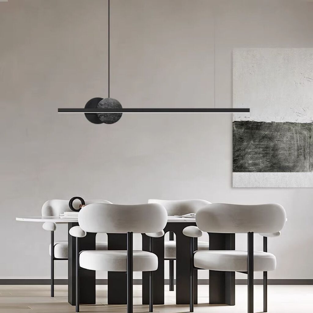 ثريا جزيرة LED مصنوعة من النحاس والرخام والأكريليك بتصميم عصري بسيط لغرفة الطعام