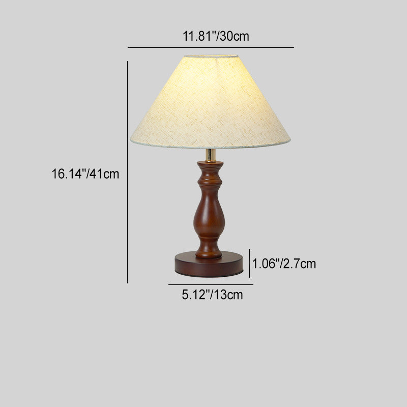 Traditional Vintage Drum Floral Fabric Wood 1-Light Table Lamp For Living Room